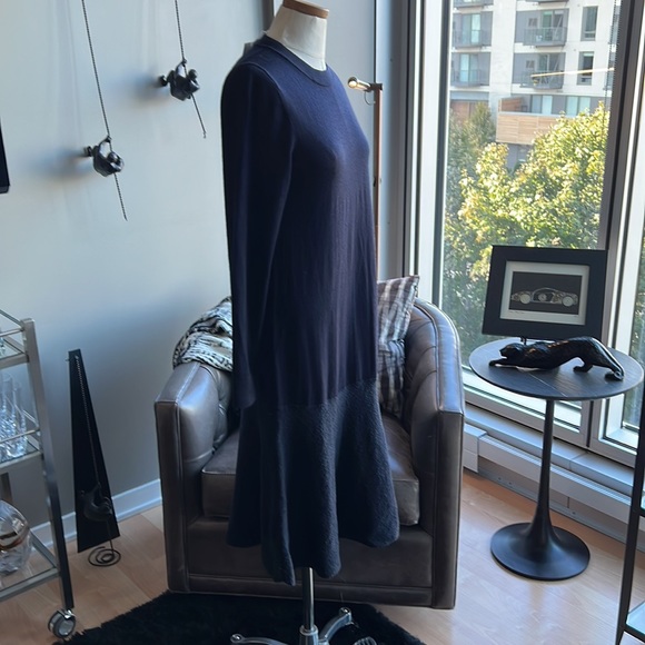 New COS Wool Knit Crewneck Long Sleeve Flared Midi Dress Size Small - Picture 2 of 9
